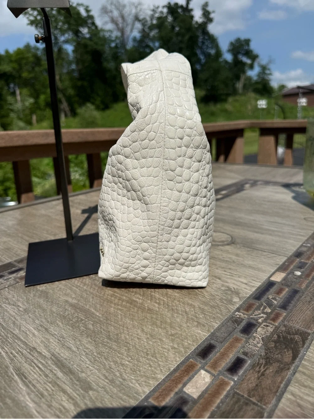 EUC Furla Ginger Hobo Bag in croc-embossed leather - Picture 7 of 12